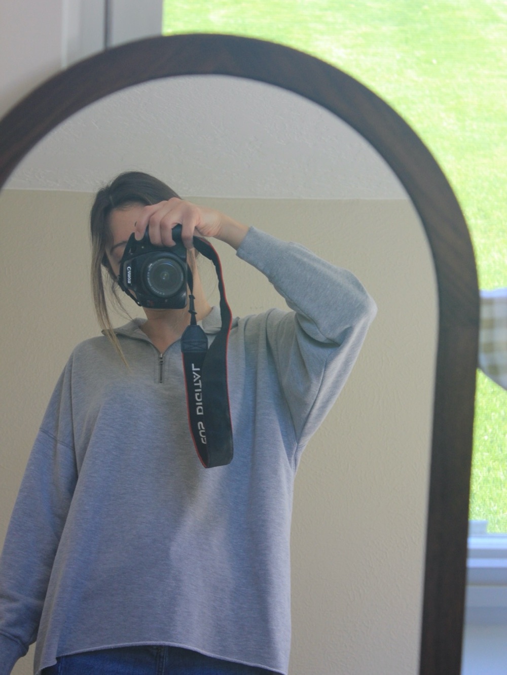 Forever 21 Light Gray Half-Zip Sweatshirt